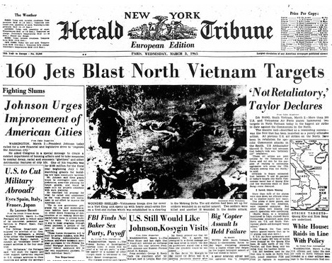 "US"-NATO-Bomben bomben Nordvietnam ohne
              Erfolg, Harald Tribune 1965