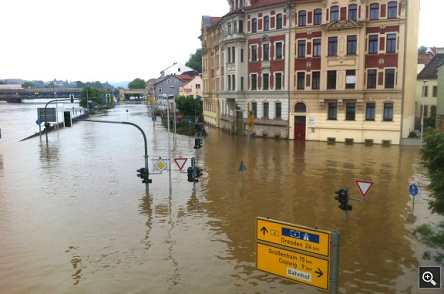 Meissen in Deutschland im Hochwasser 2013