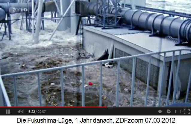 Das meterhoch überschwemmte
                Atomkraftwerk Fukushima Daiichi, voller Treibgut