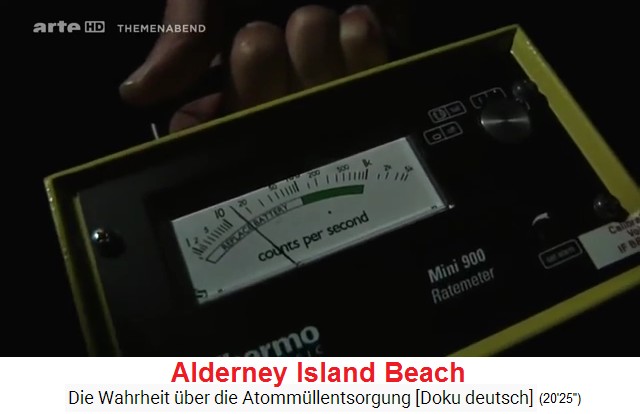 Alderney
                  Island, the rattling Geiger counter shows
                  radioactivity on the beach