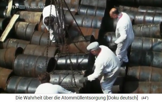 There are
                  workers WITHOUT protective suits at the nuclear waste
                  barrels in the ship