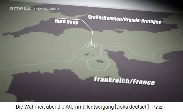 Karte des �rmelkanals mit der Atomm�llverklappung
                  an der Abwurfstelle "Hurd Deep" in der N�he
                  der britischen Kanalinseln (!)