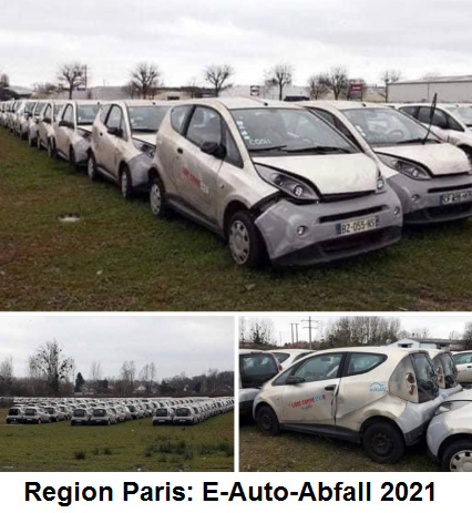 Region Paris
                          15.10.2021: E-Autos stehen auf M�llhalde, weil
                          die neue E-Batterie mehr kostet als ein neues
                          E-Auto
