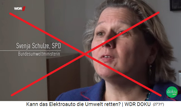 La ministra de Medio
                        Ambiente del régimen alemán, Sra. Svenia
                        Schulze, dice que al final los autos
                        electrónicos son "más amigables con el
                        medio ambiente" al final, la destrucción
                        cultural y el genocidio en otros lugares no
                        importan.
