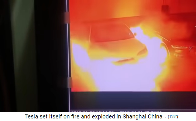 Shanghai, Tesla brennt
                    in Tiefgarage 22.4.2019: Vollbrand 01