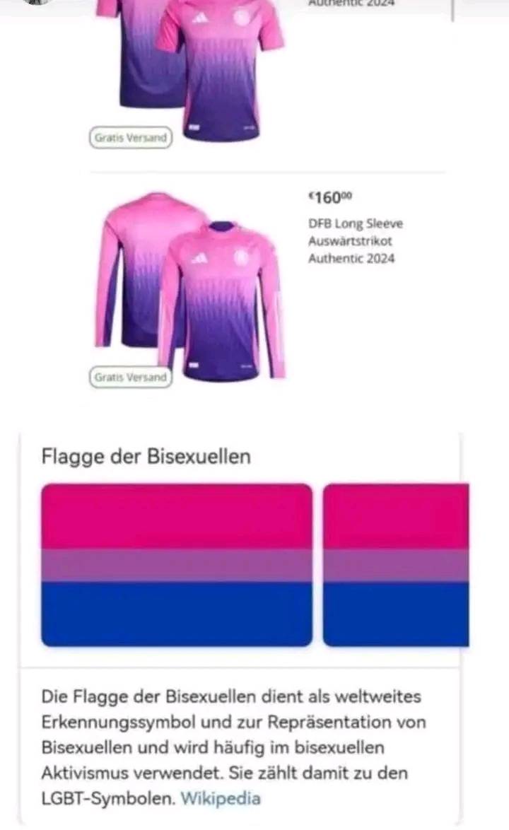Woke-DFB (4R) 20.3.2024: Das Leibchen in Rosa
                    und Blau ist die Fahne der Bi-Menschen