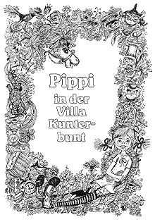 Titelblatt "Pippi in der Villa
                      Kunterbunt" mit Girlande