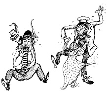 Pippi und Herr Nilsson tanzen mit den
                      Einbrechern