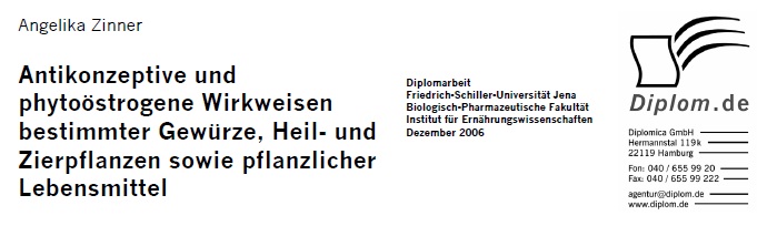 Zinner: Diplomarbeit �ber pflanzliche Verh�tung
              mit Hormonpflanzen, Logo