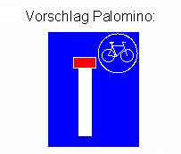 Verkehrszeichen Sackgasse velodurchl�ssig /
              fahrraddurchl�ssig mit Velowegsignet / Fahrradwegsignet am
              Ende