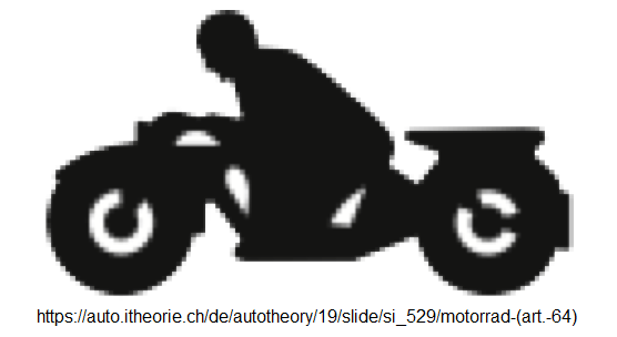 26. Ergänzungssignal
                              Motorrad / Moto (Art. 64)