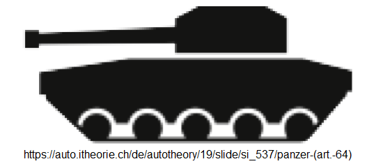 34.
                              Ergänzungssignal Panzer auf der Strasse
                              möglich (Art. 64)
