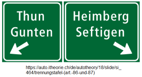 73.
                          Trennungstafeln über den Autobahnspuren (Art.
                          86 und 87)