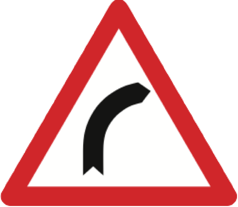 1. Gefahrensignal: Achtung Rechtskurve
                    (Art. 4)