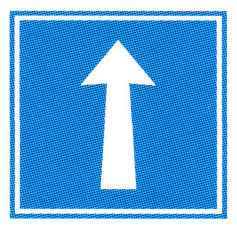 Verkehrszeichen: Hinweissignal
                                Einbahnstrasse geradeaus