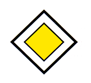 Verkehrszeichen:
                            Vortrittssignal Hauptstrasse, Vortritt