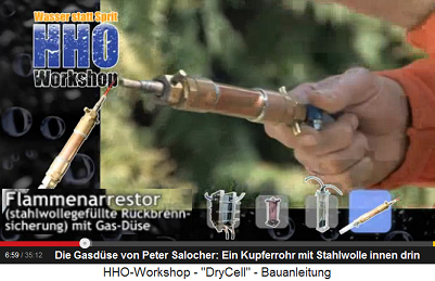 Die Gasd�se von Peter Salocher ist ein
                          Kupferrohr mit Stahlwolle innen drin