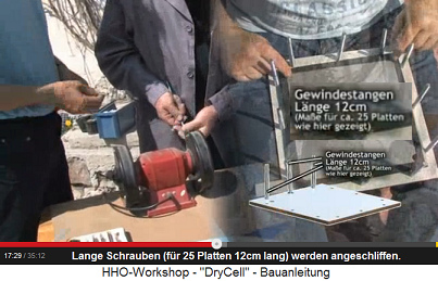Schrauben 12cm werden f�r eine
                          25-Platten-Trockenzelle angeschliffen