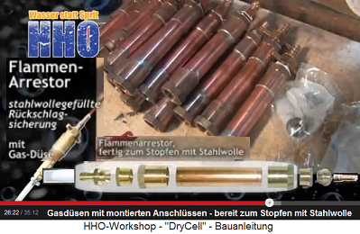 Gasd�sen mit montierten Anschlussst�cken
                          bereit zum Stopfen mit Stahlwolle