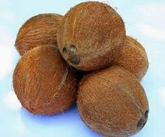 Coconut with 3 holes forming a
                  coconut face (2 eyes and a mouth)