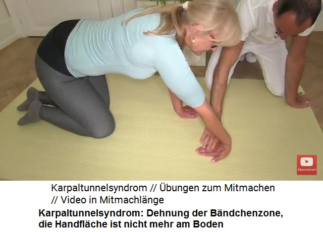 �bung 1b gegen Karpaltunnelsyndrom:
                      Dehnung der B�ndchenzone, die Handfl�che ist
                      angehoben in der Luft