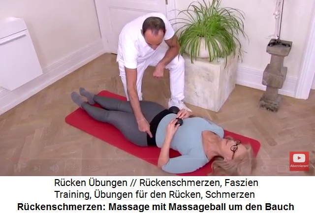 Massage um den Bauch mit
                      einem kleinen Massageball 01, Beginn unter dem
                      Brustbein