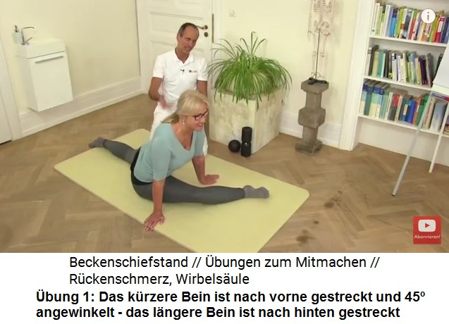 Beckenschiefstand �bung 1: Spagat�bung,
                      das vordere Bein ist 45 Grad angewinkelt und der
                      R�cken mit Hohlkreuz nach vorne geneigt 02