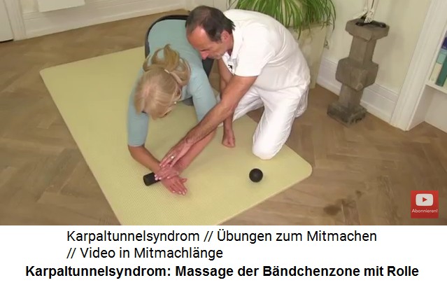 Massage
                      2b gegen Karpaltunnelsyndrom: Die B�ndchenzone
                      wird mit der kleinen Massagerolle massiert und
                      alle sch�dliche Fl�ssigkeit rausgedr�ckt