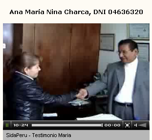 La
                          paciente de SIDA curada Ana Mar�a NINA CHARCA
                          despu�s de 3 meses de tiempo de tratamiento,
                          con Dr. Jeddy R�os Zuta la ultima vez