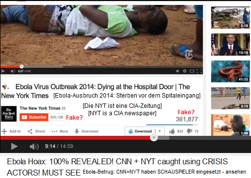 The YouTube
                            channel of CIA New York Times indicates
                            400,158 followers and 361,877 clicks on this
                            video - probably also a big fake