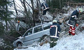 Auto
                          von einer Lawine mitgerissen, Matrei an der
                          Felberntauernstrasse (�sterreich), 28.2.2009.
                          Die Insassen hatten Gl�ck und �berlebten fast
                          unverletzt [17].