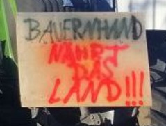 Demo der Bauern am
                      8.1.2024: Plakat: Bauernhand n�hrt das Land