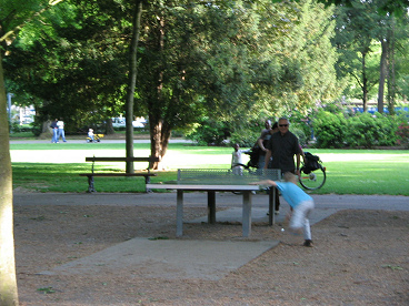 Inspiration by
                            playground with table tennis under big
                            trees, Sch�tzenmattpark ("Rifleman
                            Meadow Park"), Basel