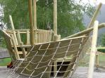 Here is the sight to two climbing
                              nets (in front a big net, in the
                              background a little net with a lower
                              entrance).