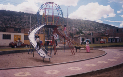 Double slide in form of a colorful
                              globe structure 01, Ayacucho, Extension of
                              Liberty Avenue (Avenida Prolongaci�n de la
                              Libertad), Peru