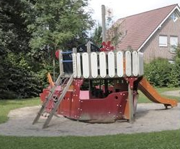 Ship on the
                                        playground of Birkenweg (Birch
                                        Lane) in Saerbeck, region of
                                        Muenster, NRW, Germany