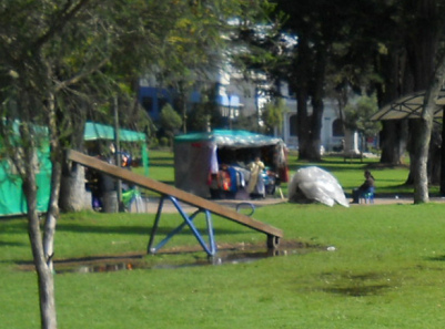 Balanc�n en el agua
                                no utilizable despu�s de una lluvia en
                                el parque Ejido en Quito, Ecuador