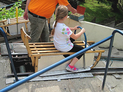 Tobog�n de trineo en Ibbenbueren en
                            Westfalia en Alemania, el inicio