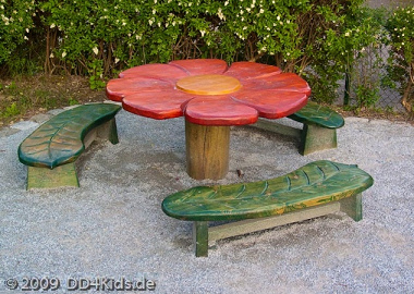 Fantasie 08:
                                Sitzgruppe in Form von gebogenen,
                                bl�tterf�rmigen B�nken und einem
                                Blumentisch, Altmockritz, Dresden,
                                Deutschland