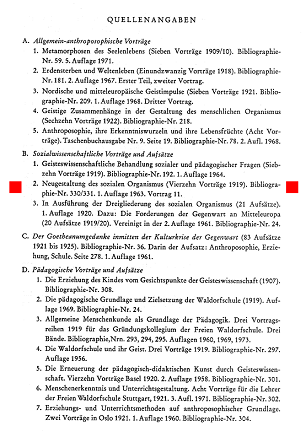 Rittersbacher: Wirkungen der Schule im
                          Lebenslauf. Quellenlesebuch der P�dagogok
                          Rudolf Steiners, bearbeitet von Karl
                          Rittersbacher, Quellenangaben A, B, C und der
                          erste Teil von D