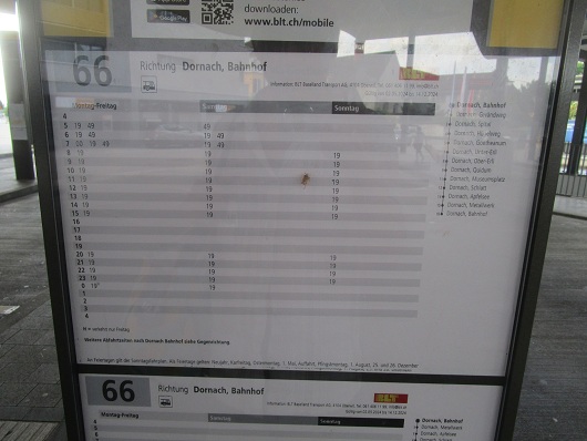 Busfahrplan des Satanisten-Bus
                    Nr.66 vom Bahnhof Dornach-Arlesheim zum teuflischen
                    Goetheanum
