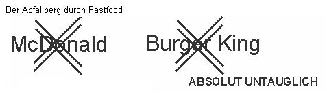 Abfallberg durch McDonald und
                                Burger King: Diese Firmen sind absolut
                                untauglich und sollten nicht mehr
                                existieren d�rfen