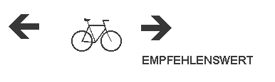 Markierung eines Velowegs mit Velogegenverkehr
                  mit grossem Velo-Piktogramm mit zwei Pfeilen, L�beck