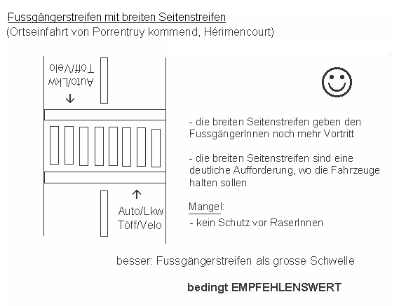 H�rimencourt:
                    Fussg�ngerstreifen mit breiten
                    Seitenstreifen-Balken