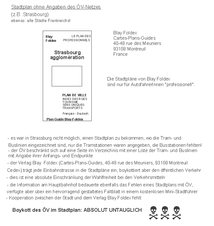Strasbourg, Strassburg:
                    Stadtplan ohne �V-Netz, Blay Foldex