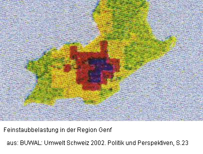 Feinstaubbelastungen Region Genf