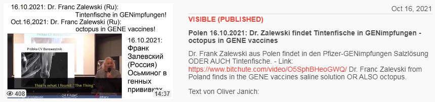 Inhaltsstoffe
                "Coronaimpfung": Dr. Zalewsky findet
                Tintenfisch in "Coronaimpfung"